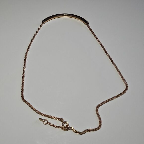 Fossil Rose Gold Tone Curved Tube Charm Pendant Necklace 16-17" - Picture 12 of 16